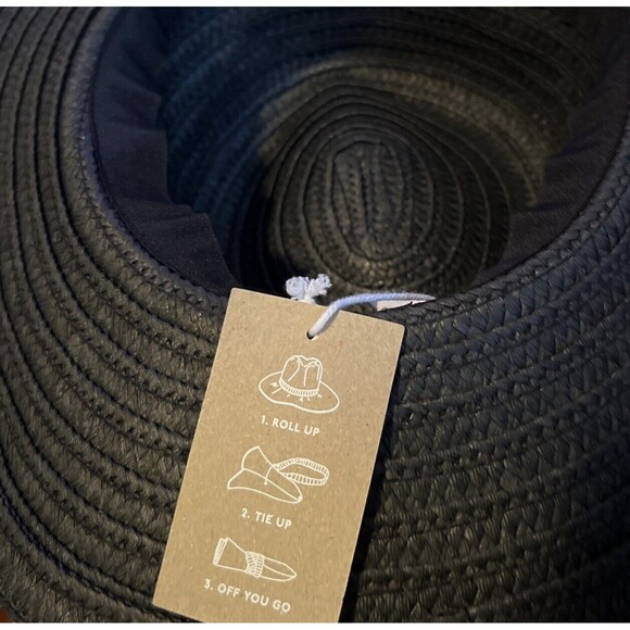 Madewell‎ Women\'s M/L Packable Braided Straw Hat Black Brown Band MD832 $40 main image 8